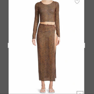 - kendall and kylie leopard mesh long sleeve cover up set